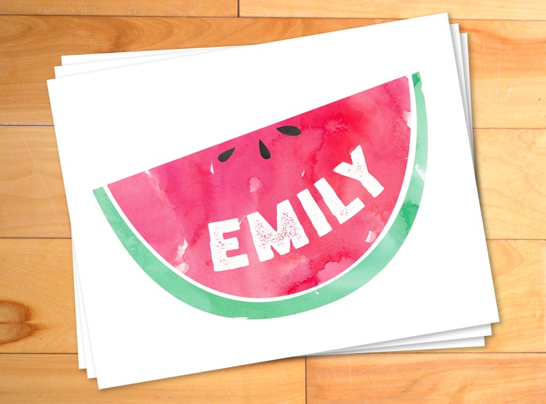 Watermelon, Girls Notecards, Watercolor Notes, Kids Thank you Cards, Custom Childrens Thank You Notes, Personalized Notecards image 1