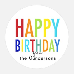 Personalized Happy Birthday stickers, Rainbow stickers, gift tags, girl, boy, 3 inch stickers
