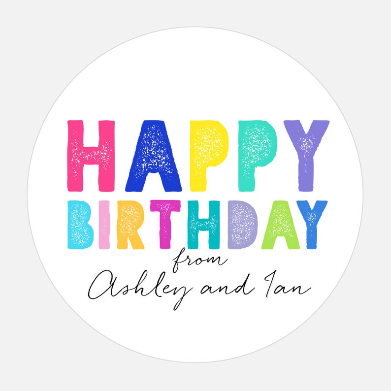 Personalized Happy Birthday Stickers, 2.5 Inch, Gift, Rainbow Stickers
