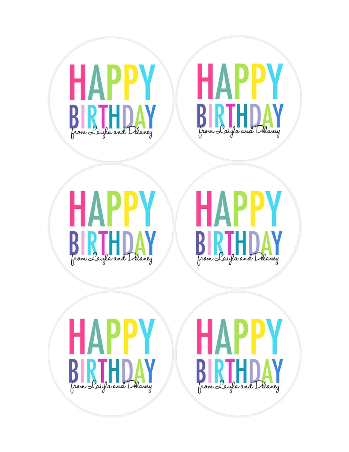 Personalized Happy Birthday Stickers Rainbow Stickers Gift Etsy