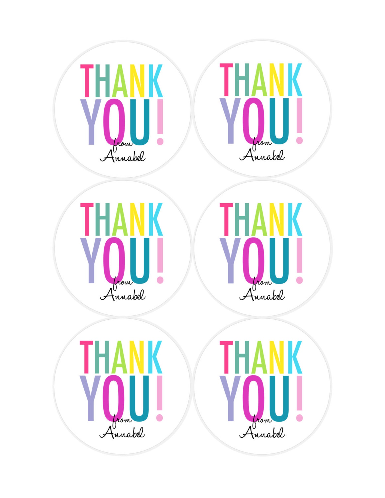 Personalized Thank You Stickers Birthday Stickers Rainbow - Etsy