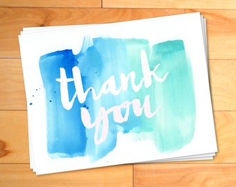 Thank You Cards, Watercolor Thank You Cards, Kids Thank you Cards, Script, Typography, Personalized Notecards, Teacher Thank yous