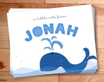 Whale Thank You Notes, Boy Notecards, Personalized Notes, Kids Thank you Cards, Custom Childrens Thank You Notes, Personalized Notecards