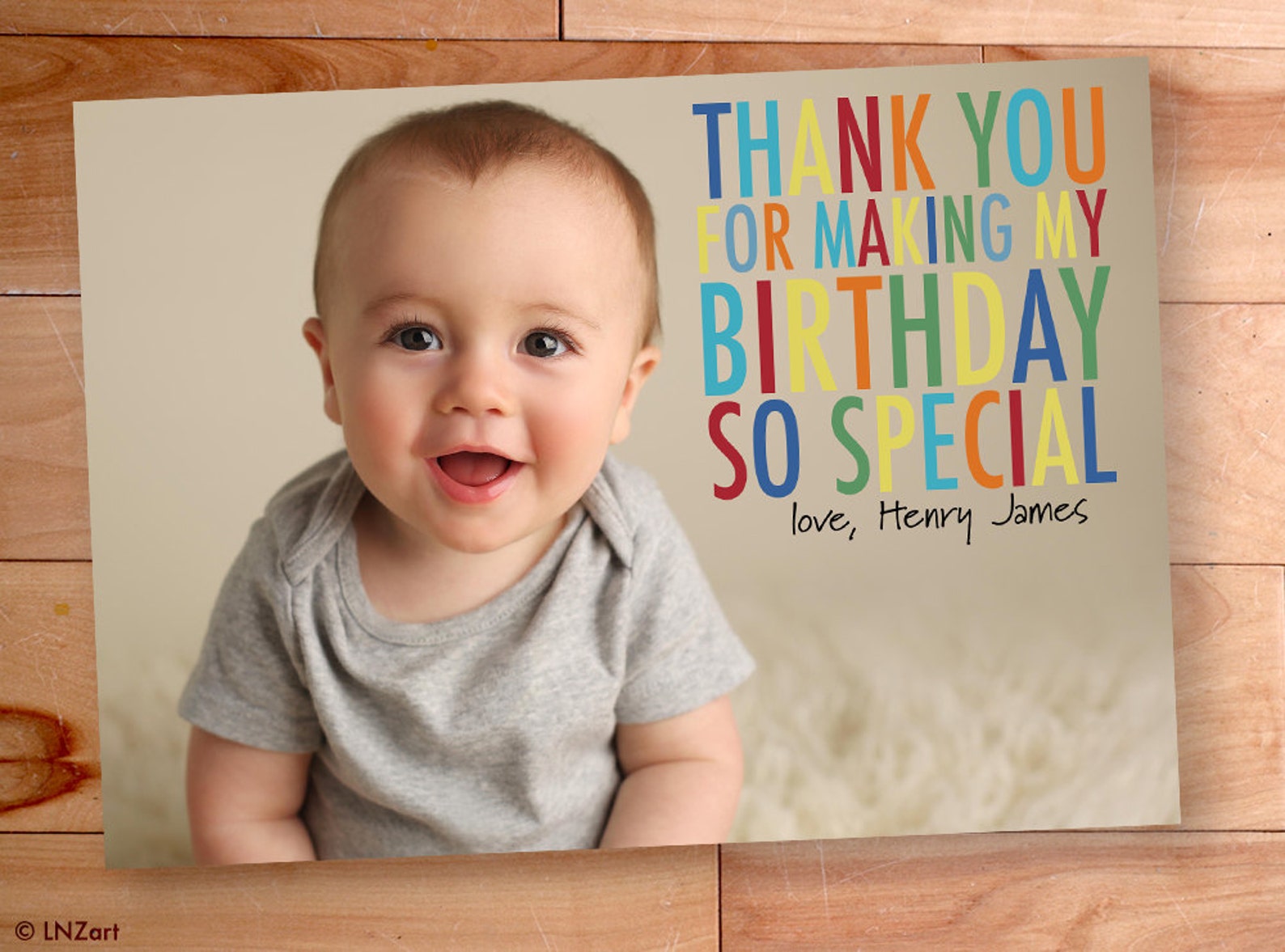Thank You Photo Cards Kids Birthday Boy thank you Custom Etsy