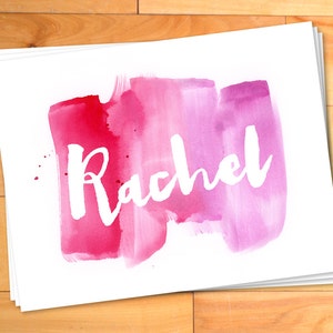 Cartes de correspondance pour filles, Notes à l'aquarelle, Cartes de remerciement pour enfants, Script, Typographie, Cartes de remerciement personnalisées pour enfants, Cartes de correspondance personnalisées
