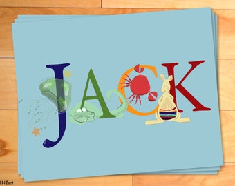 Kids Thank You, Kids Birthday Thank you, Kids Thank You Notes, Personalized Notecards, Animal, Alphabet, ABC, Custom Name