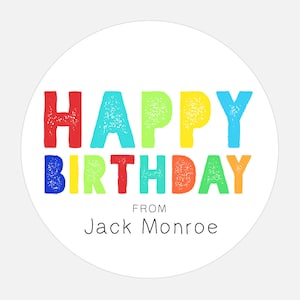 Personalized Happy Birthday stickers, Happy Birthday Gift Stickers, Rainbow stickers, gift tags, colorful, girl, boy image 3