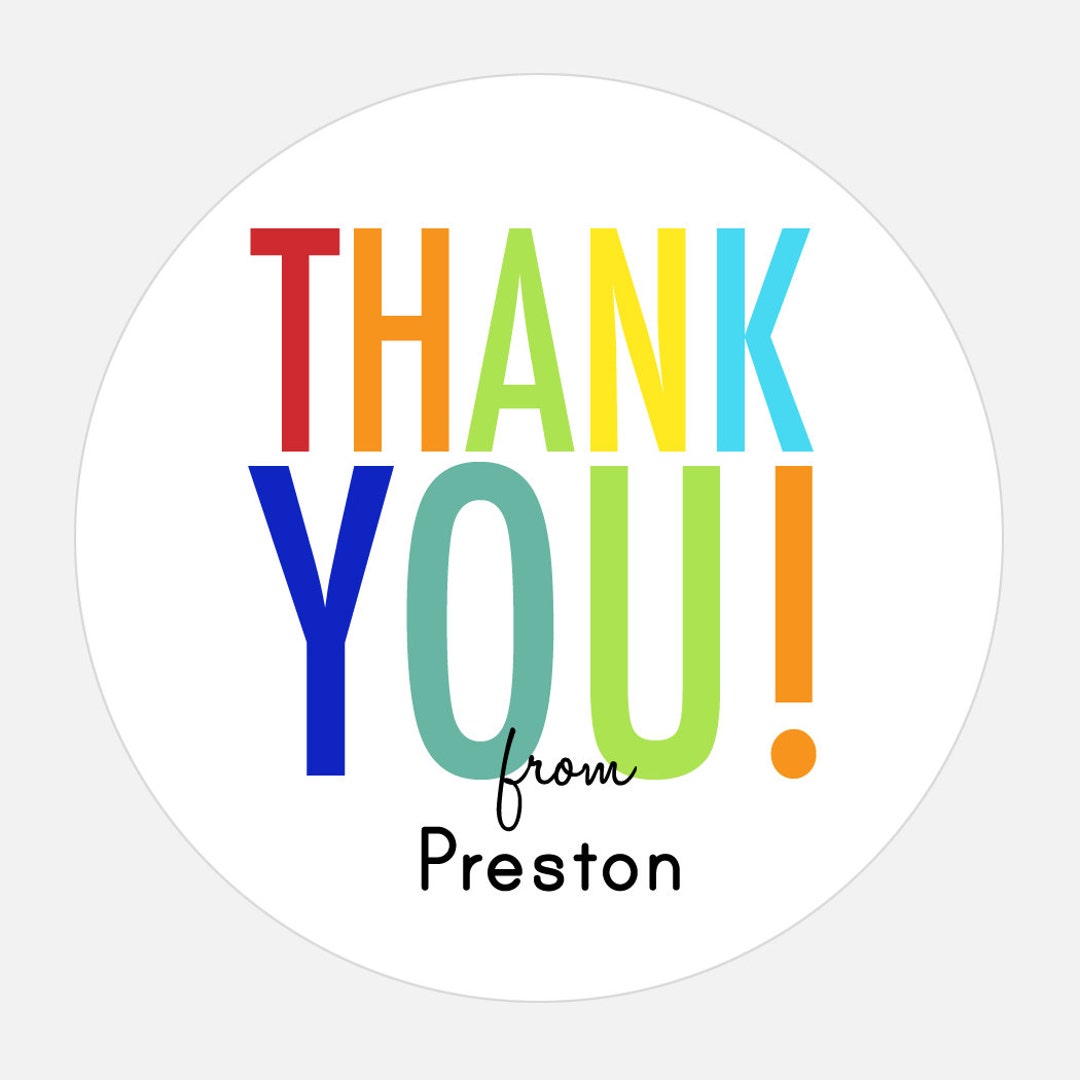 Personalized Thank You Stickers, Birthday Stickers, Rainbow, Gift Tags