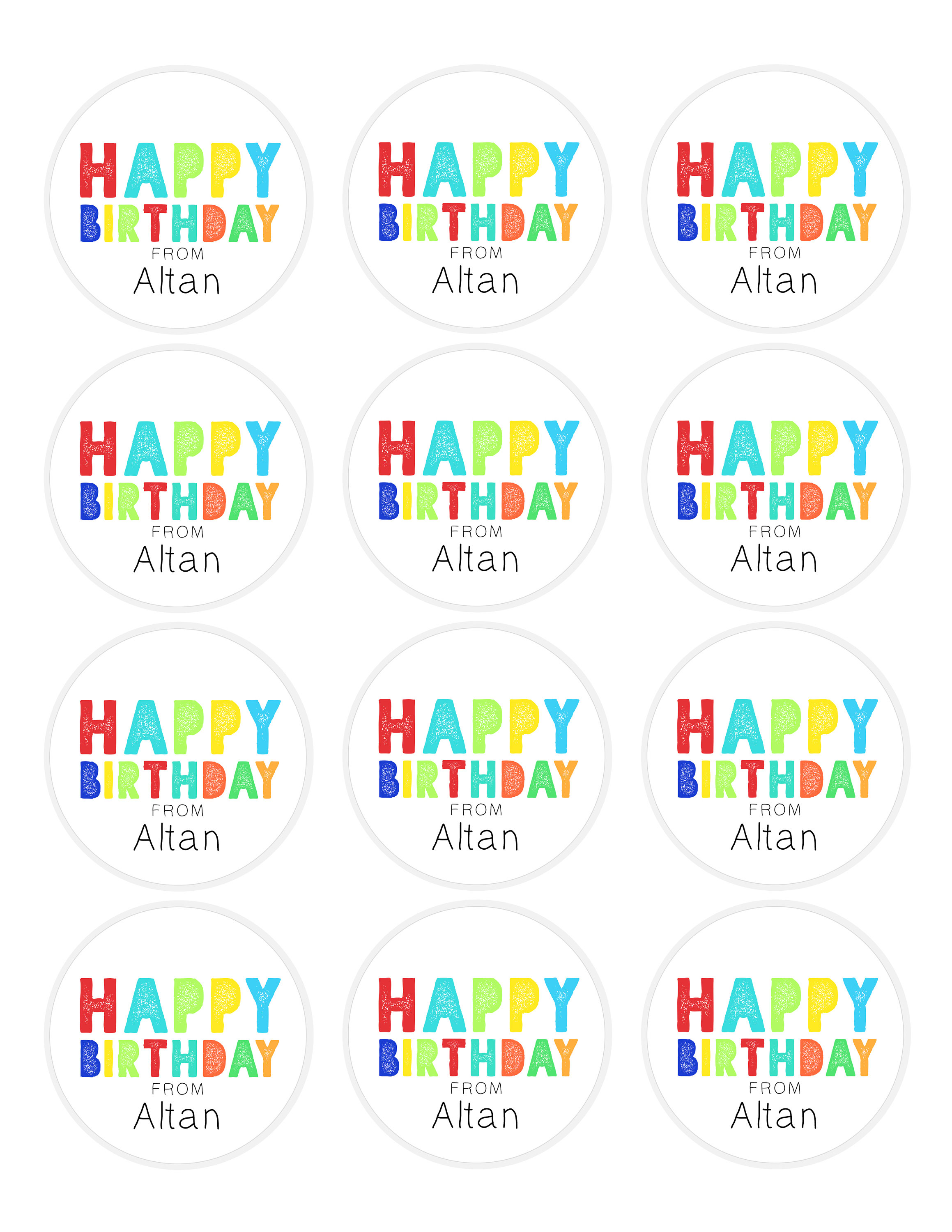 Personalized Happy Birthday Stickers, 2.5 Inch, Gift, Rainbow Stickers