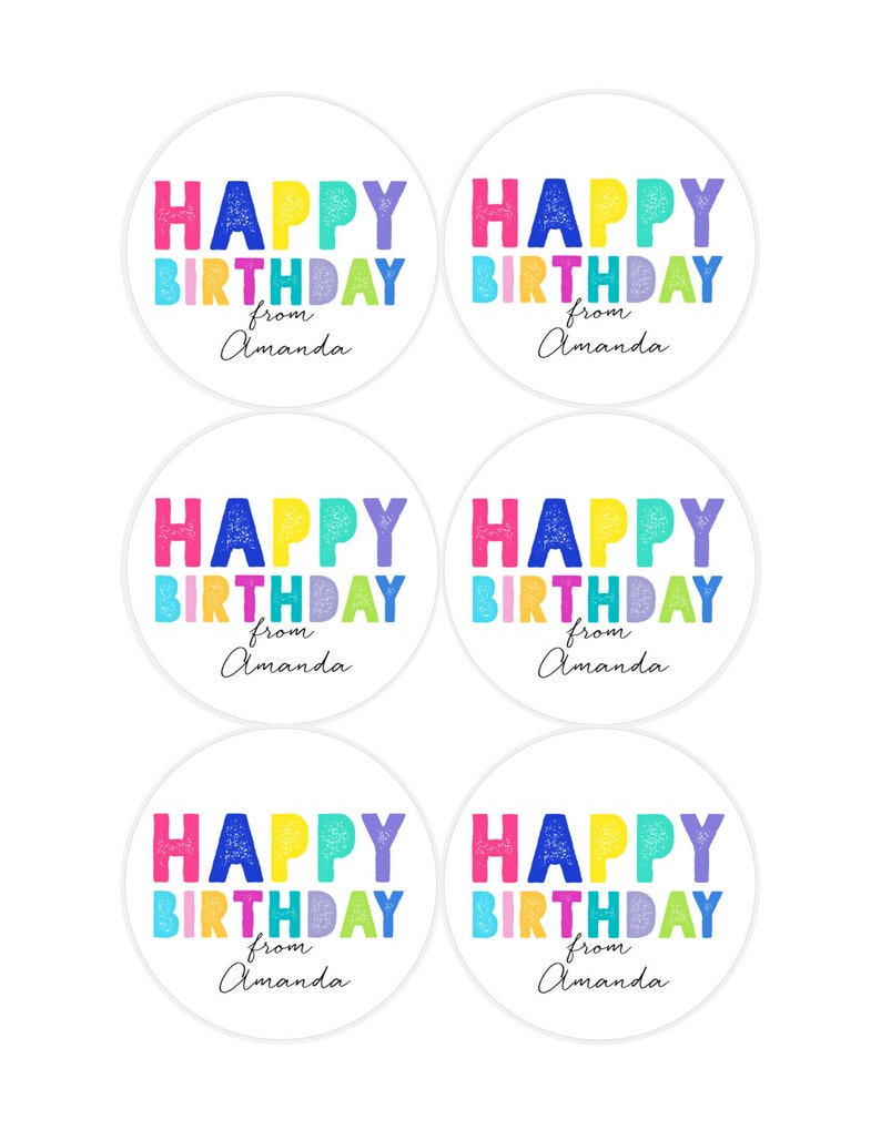 Happy Birthday Gift Stickers, Personalized Happy Birthday stickers, Rainbow stickers, gift tags, colorful, girl, boy image 4