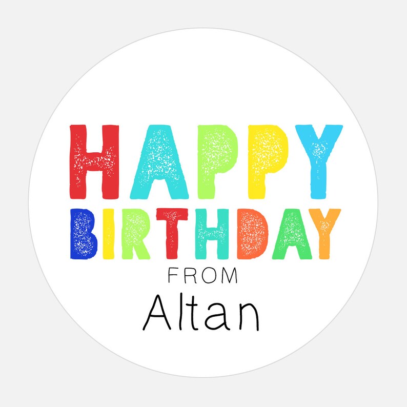 Personalized Happy Birthday Stickers, 2.5 Inch, Gift, Rainbow Stickers