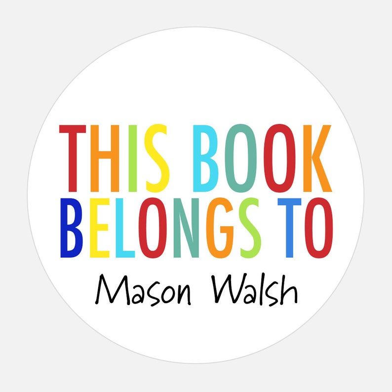 This book belongs to, Book Plate Stickers, Personalized stickers, Baby shower gift, Rainbow stickers, gift tags, this book belongs to image 2