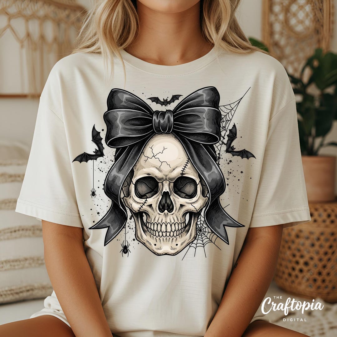 Halloween Skull Bow PNG, Coquette Skeleton PNG, Spooky Season ...