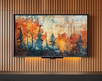 Herbstlaub TV Rahmen Kunst: Abstraktes Tuschedesign (Digitaler Download)