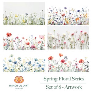 TV Frame Artwork, Flower Frame Tv Art, Spring Frame Tv Artwork, Simple Floral Frame Tv Art Set, Samsung Frame Tv Artwork, Blue Flower TV Art