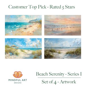 TV Frame Artwork - Beach Serenity Series I - Set of 4 - Artwork for Tv - Samsung Frame TV - Ocean Frame Art - Immersive Art