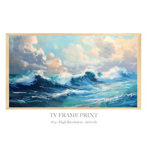 TV Frame Artwork - Ocean Oil Painting - Artwork for Tv - Samsung Frame TV - Abstract Sky Digital TV Artwork - Clouds Digital Print