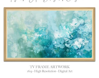 Abstract Floral TV Art – Green & Teal Samsung Frame Artwork (Digital Download)