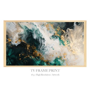 Liquid Fusion Gold Green Art: Samsung Frame TV-konstverk (digital nedladdning)