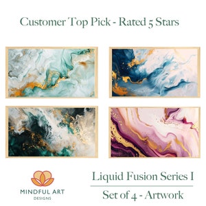 TV Frame Artwork - Liquid Fusion Series I - Set of 4 - Artwork for Tv - Samsung Frame TV - Abstract Ink Digital TV Art