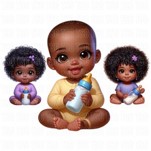 Afro Babys Clipart, Baby Clipart, schwarze Baby Clipart, Baby-Dusche Clipart, niedliche Baby Clipart, Säugling Clipart, Baby-Zubehör Clipart