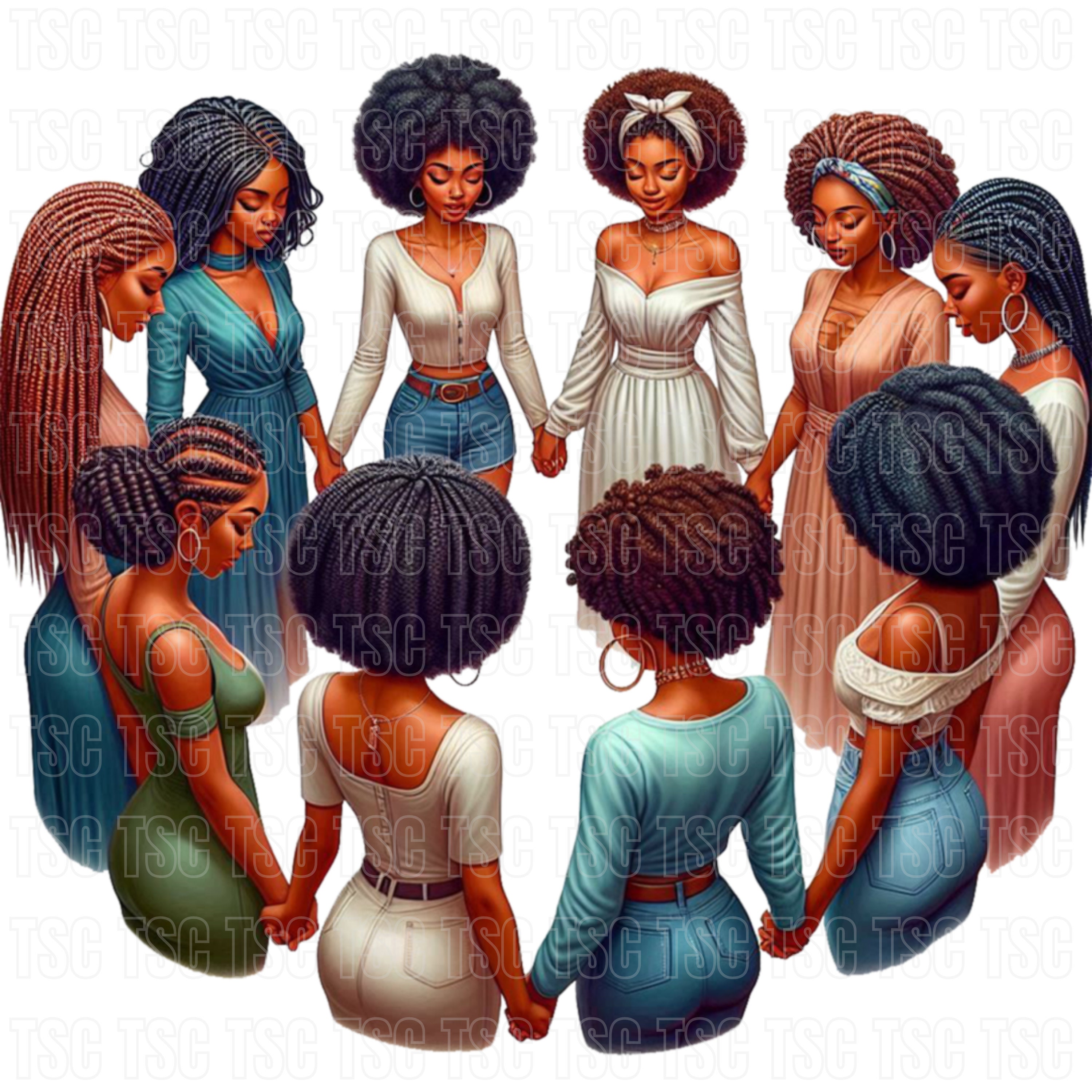 Praying black women clipart, church lady.