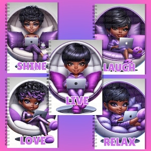 Chibi Black Girl Clipart, Chibi Style Clipart, Chibi Girl Clipart, Black Girl Clipart, Planner Girl Clipart, Sticker Clipart, Girl Boss