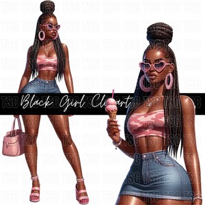Black Girl Clipart, Afro Girl Clipart, Black Woman Clipart, Chibi Girl Clipart, Denim Girl Clipart, Planner Girl Clipart, Curvy Girl Clilpar