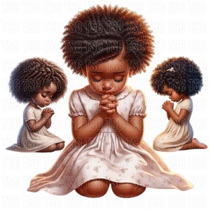 Betendes schwarzes Mädchen Clipart, süßes schwarzes betendes Mädchen, süßes kleines schwarzes Mädchen, Kirchenmädchen, betendes Mädchen Clipart, schwarzes betendes Mädchen