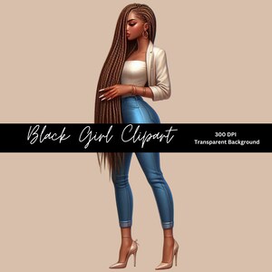 Afro Woman Clipart, Business Woman Clipart, Denim Girl Clipart, Black Girl Clipart, Chibi Doll Clipart, Fashion Girl Clipart, Boss Babe Clip