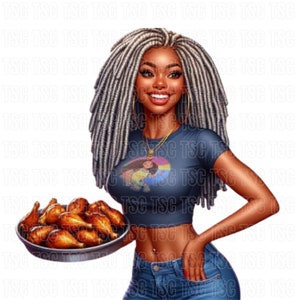 Churrasco de verão, churrasco de quintal, clipart de churrasco, clipart de churrasco do sul, clipart de culinária de garota negra, churrasco de churrasco, clipart de garota negra