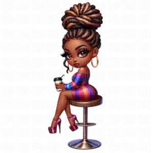 Chibi Black Girl Clipart, Chibi Doll Clipart, Chibi Fashion Clipart, Black Girl Clipart, Afro Girl Clipart, Fashion Girl Clipart, Planner
