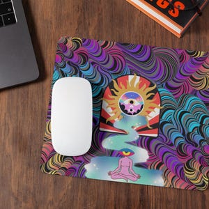 Cosmic Meditation Mouse Pad | Aesthetic Office Decor | Trippy Mousepad | Psychedelic Mousepad | Desk Accessories | Home Office |