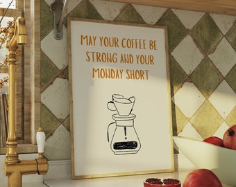 Art mural sur le café cuisine rétro, décoration murale amateurs de café, art imprimable petit déjeuner, citation bonne humeur