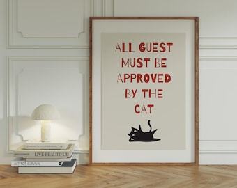 Art mural citation amusante de chat, art imprimable amoureux des chats, affiche humour de chat,
