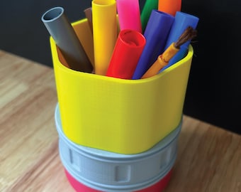 Pencil-Shaped Pen Cup STL Desk Organizer File | For 3D Printing