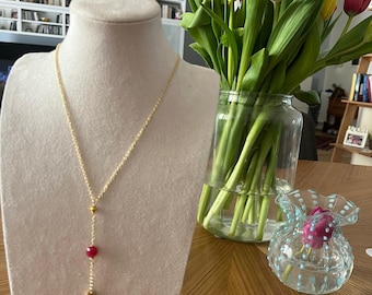 Astra Necklace with Y Pendant and Natural Stones
