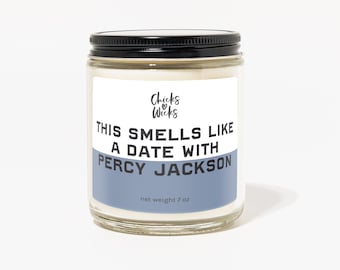 Esta vela huele a Percy Jackson︱Vela de celebridad/Vela inspirada en libros︱Ideas de regalos de cultura pop//Regalo para amigas︱Chicks Love Wicks
