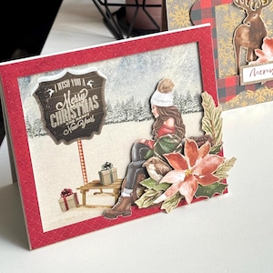 Carte postale de joyeux Noël. Carte de voeux de Noël à collectionner avec effet 3D. Carte de Noël avec une voiture pop-up à l'intérieur.