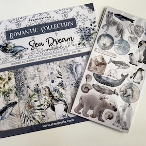 Stamperia Paper PAD Sea Dream, 12x12 inches & Chipboard - set for Scrapbooking