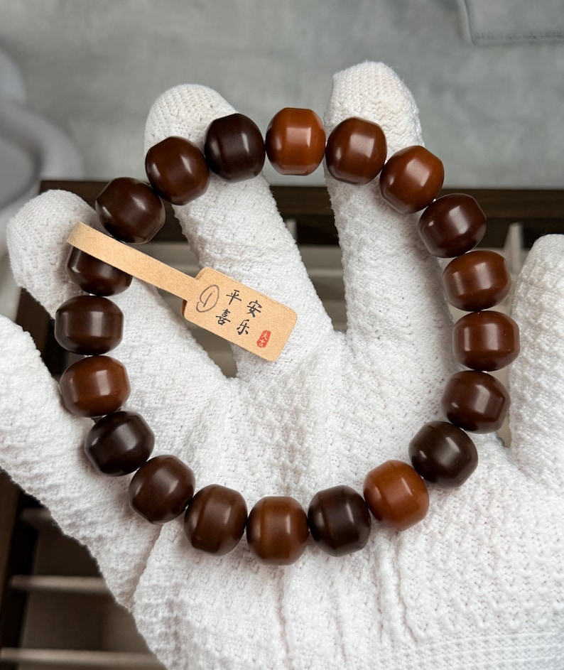 Unicornio Bodhi 14mm炭烧干磨菩提根 飞碟珠 新珠型Bodhi Root Pulsera / Natural Bodhi Root / Oración Mala Abalorios / Joyería Asiática 1