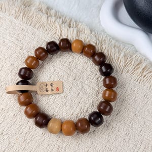 Unicornio Bodhi 14mm炭烧干磨菩提根 飞碟珠 新珠型Bodhi Root Pulsera / Natural Bodhi Root / Oración Mala Abalorios / Joyería Asiática 4