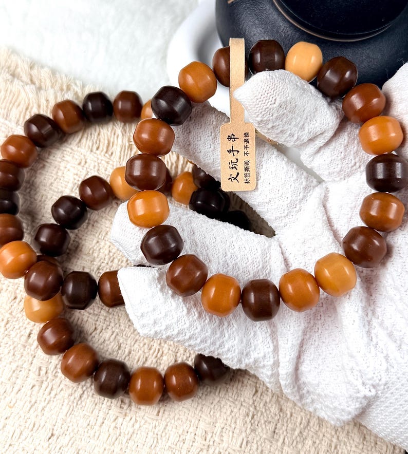 Unicornio Bodhi 14mm炭烧干磨菩提根 飞碟珠 新珠型Bodhi Root Pulsera / Natural Bodhi Root / Oración Mala Abalorios / Joyería Asiática imagen 1