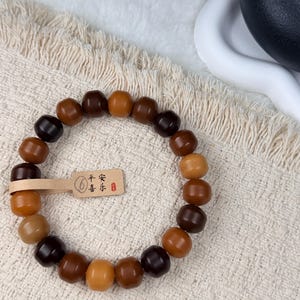 Unicornio Bodhi 14mm炭烧干磨菩提根 飞碟珠 新珠型Bodhi Root Pulsera / Natural Bodhi Root / Oración Mala Abalorios / Joyería Asiática 6
