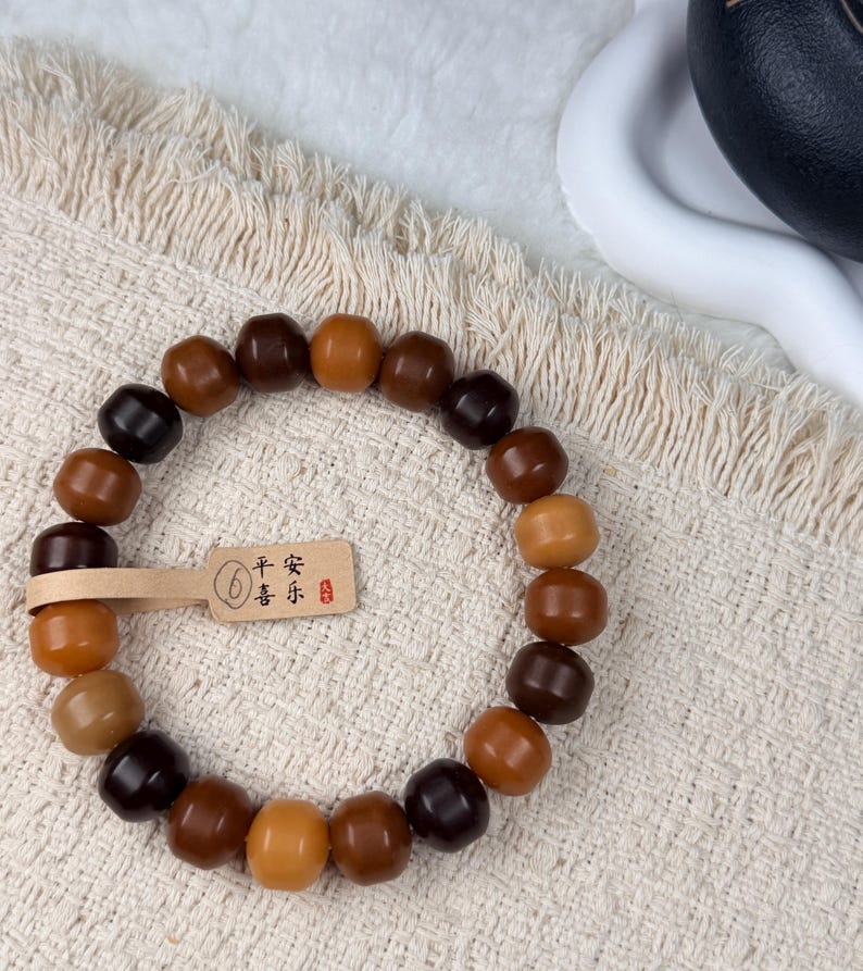 Unicornio Bodhi 14mm炭烧干磨菩提根 飞碟珠 新珠型Bodhi Root Pulsera / Natural Bodhi Root / Oración Mala Abalorios / Joyería Asiática 6