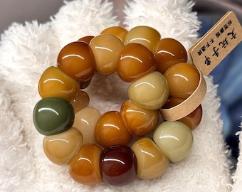Unicorn Bodhi  14.5mm菩提根精工多宝色花瓣胖墩肠  新品新配色  Bodhi Root Bracelet | Natural Bodhi Root | Prayer Mala Beads | Asian Jewelry