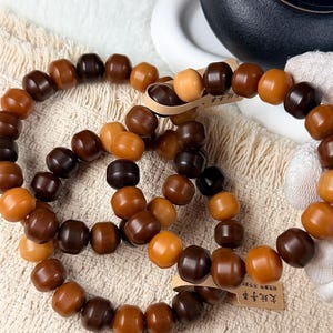 Unicornio Bodhi 14mm炭烧干磨菩提根 飞碟珠 新珠型Bodhi Root Pulsera / Natural Bodhi Root / Oración Mala Abalorios / Joyería Asiática imagen 2