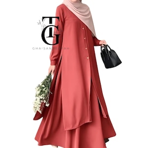 Modest Muslim Women's Hooded Comfortable Tunic - 50083 Red main image 1