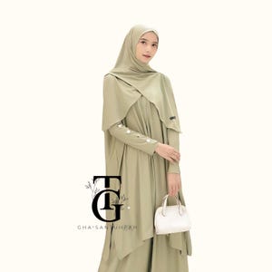 Tunic with Hijab 3in1 Muslim Jersey, Dress Muslim, Modest Maxi Dress, Islamic Clothing,Traditional Robe, Ramadan Outfit, slamic Gift GT16