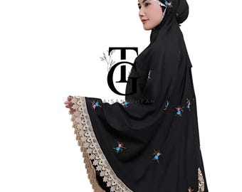 Premium katoen geborduurd volwassen Mukena, Mukena voor vrouwen, moslim gebedsset, gebedsmat inbegrepen, aanbiddingsaccessoire, islamitisch cadeau GT68
